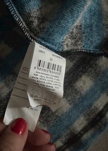 Düğmeli Gri Mavi EkoseKoton Arzu Sabancı koleksiyonu Kadıngömlek - Görsel 4