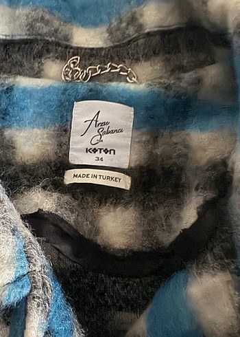 Düğmeli Gri Mavi EkoseKoton Arzu Sabancı koleksiyonu Kadıngömlek - Görsel 3