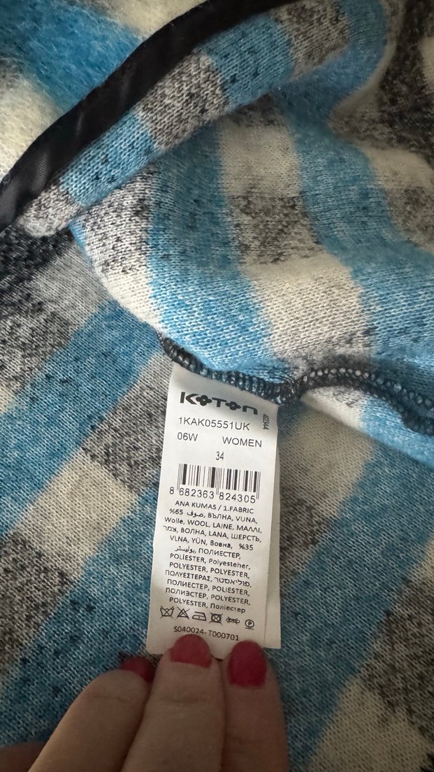 Düğmeli Gri Mavi EkoseKoton Arzu Sabancı koleksiyonu Kadıngömlek - Görsel 5