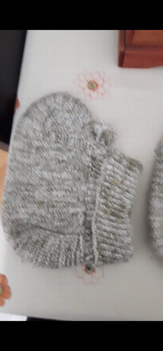 Gri Kadın EL  ÖrgüSü Sıcak PATİK - Görsel 4