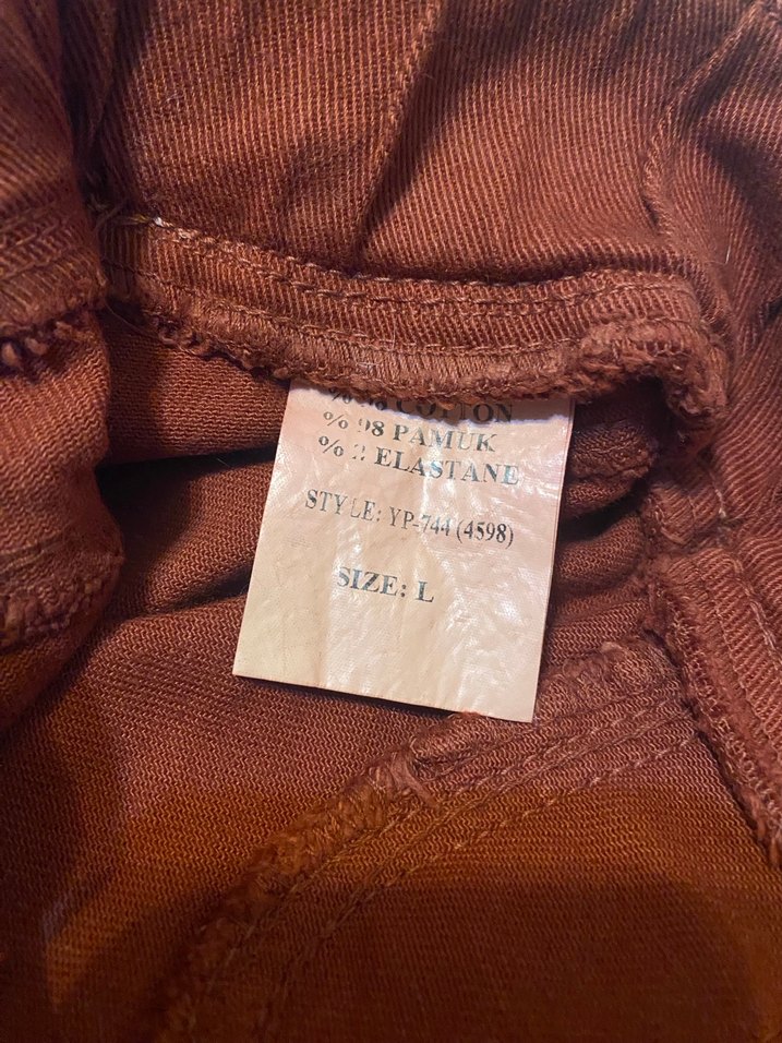 Taba Rengi Kanvas Tayt Pantolon - Görsel 5