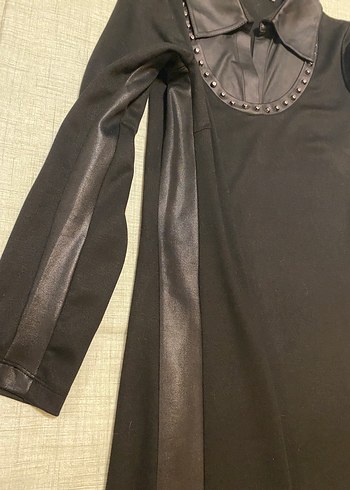 Suni Deri Garnili ve Troklu Elbise - Görsel 4