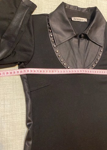 Suni Deri Garnili ve Troklu Elbise - Görsel 5