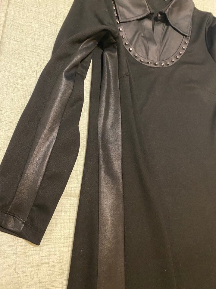 Suni Deri Garnili ve Troklu Elbise - Görsel 4