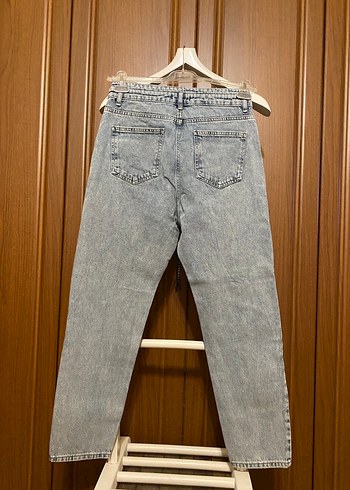 Düğmeli Açık Mavi Jean Pantolon - Görsel 3