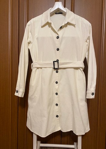 De Facto Fitilli Kadife Gömlek Elbise - Görsel 2