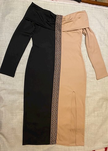 Madonna Yaka Likralı Midi Elbise - Görsel 3