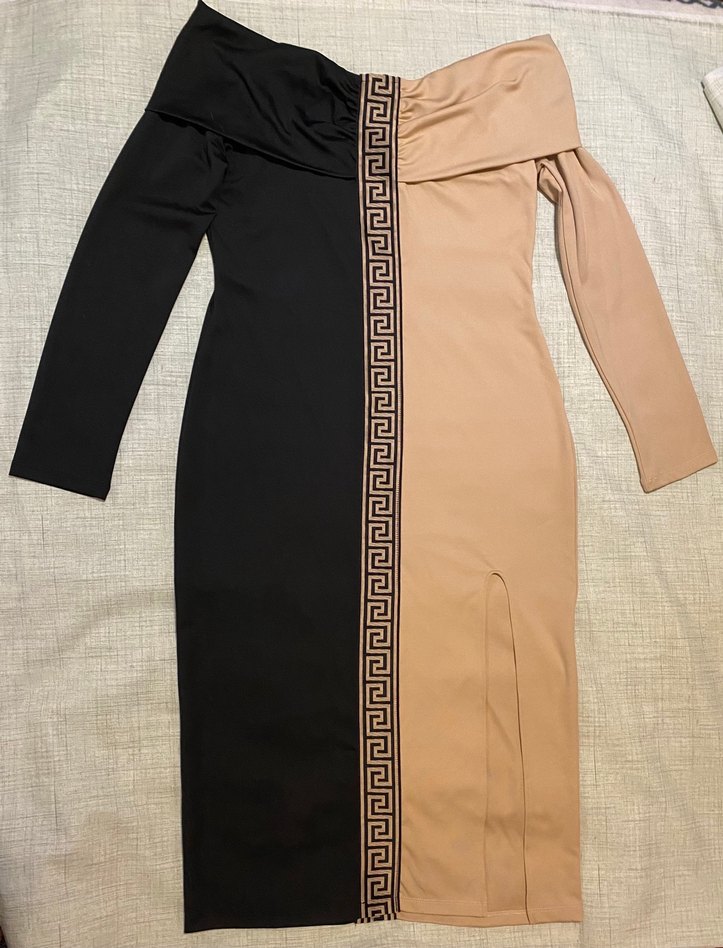 Madonna Yaka Likralı Midi Elbise - Görsel 4