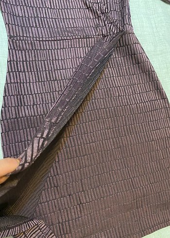 Mürdüm Kruvaze Kokteyl Elbise - Görsel 5