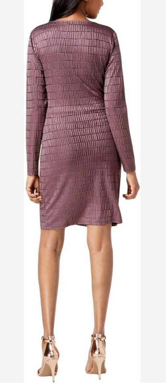 Mürdüm Kruvaze Kokteyl Elbise - Görsel 2