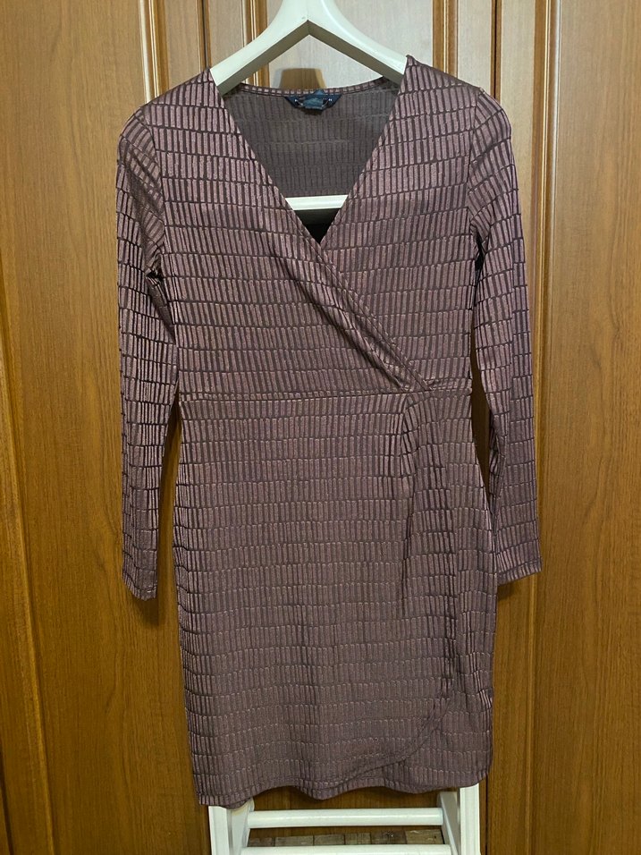 Mürdüm Kruvaze Kokteyl Elbise - Görsel 3