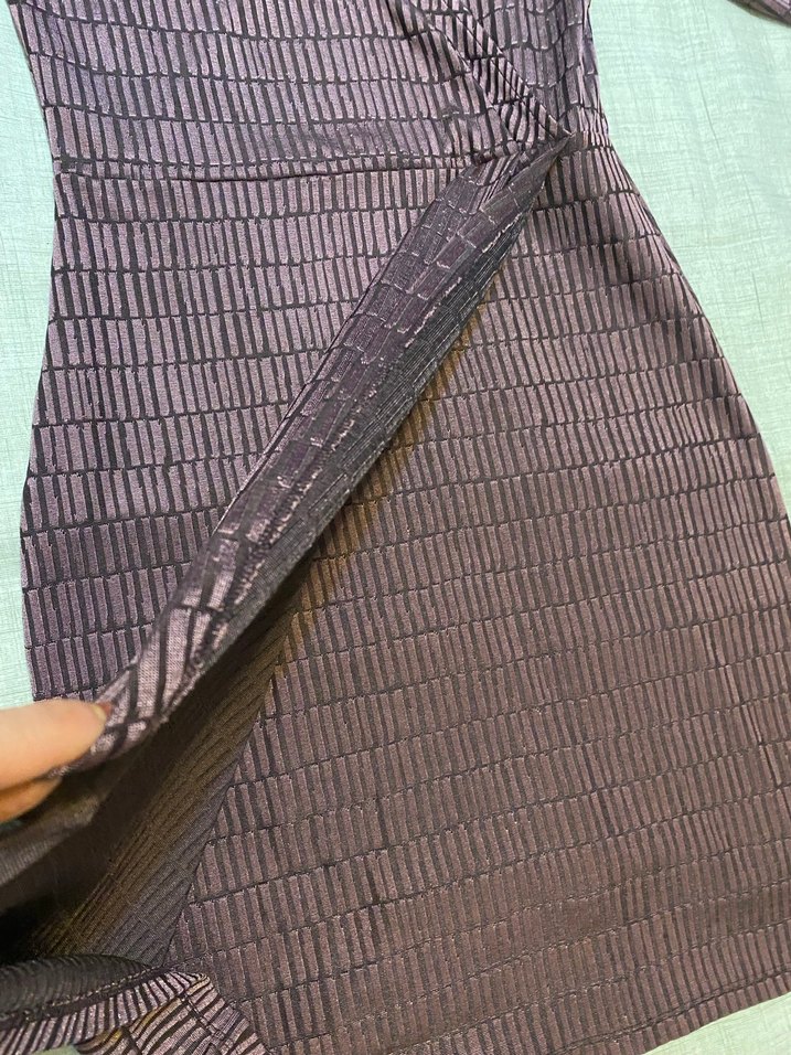 Mürdüm Kruvaze Kokteyl Elbise - Görsel 5