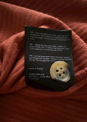 Kiremit rengi fitilli kadife gömlek elbise - Görsel 6