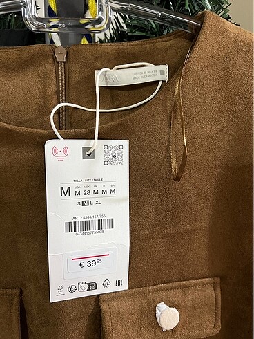 Zara Kullanılmamış Zara Süet Görünümlü Kemerli Elbise
