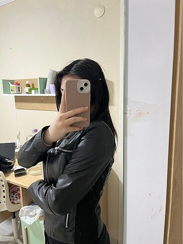 xs Beden siyah Renk Mango deri ceket