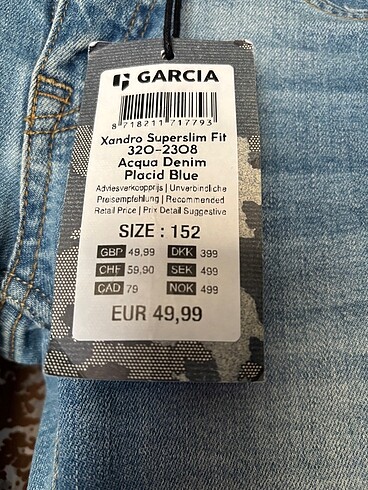 27 Beden Garcia marka jean pantolon