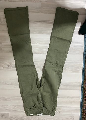 Kadın Haki Keten Midi Kumaş Pantolon