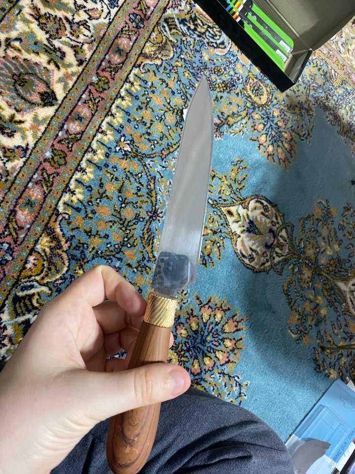 Altın ve ahşap saplı mutfak bıçağı - Görsel 2