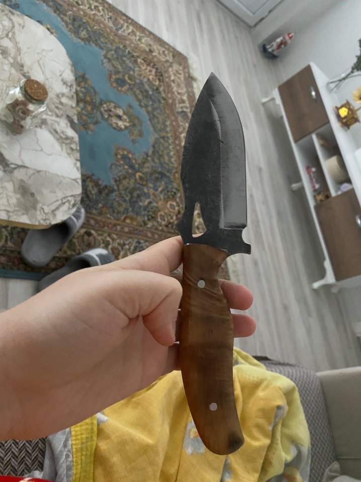 Kahverengi Ahşap Saplı Siyah Bıçak - Görsel 3