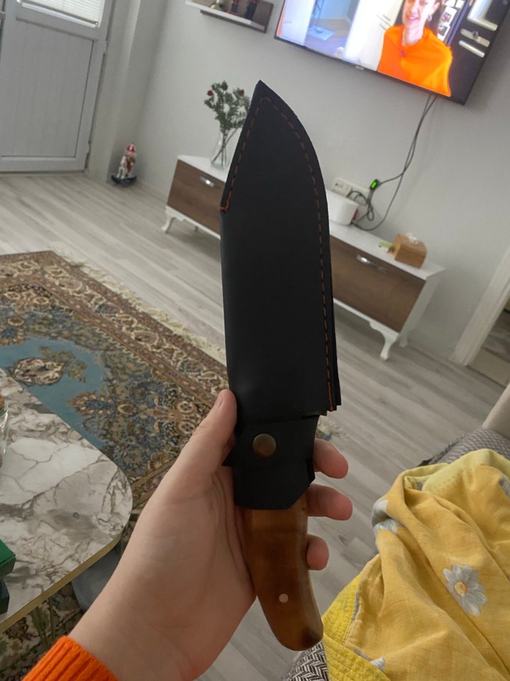 Kahverengi Ahşap Saplı Siyah Bıçak - Görsel 4