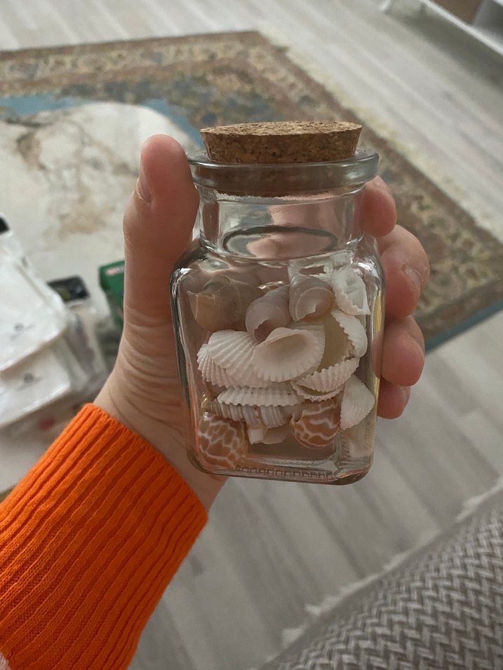 Küçük Beyaz Deniz Kabukları Şişesi - Görsel 4