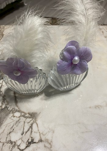 Pastel Mor Çiçekli Cam Dekoratif Şişe - Görsel 3