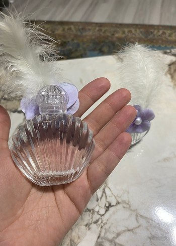 Pastel Mor Çiçekli Cam Dekoratif Şişe - Görsel 2