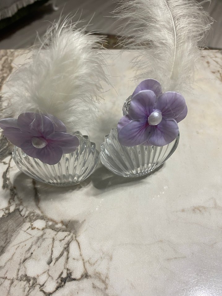 Pastel Mor Çiçekli Cam Dekoratif Şişe - Görsel 3