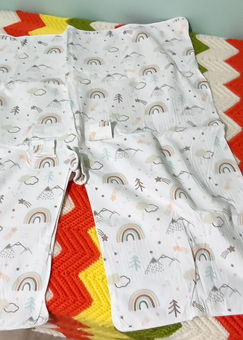 Bebek Uyku Seti, Baskılı Beyaz Kumaş - Görsel 5