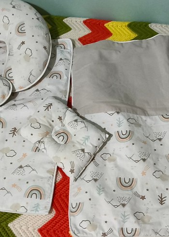 Bebek Uyku Seti, Baskılı Beyaz Kumaş - Görsel 3