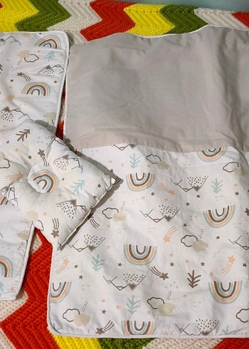 Bebek Uyku Seti, Baskılı Beyaz Kumaş - Görsel 2