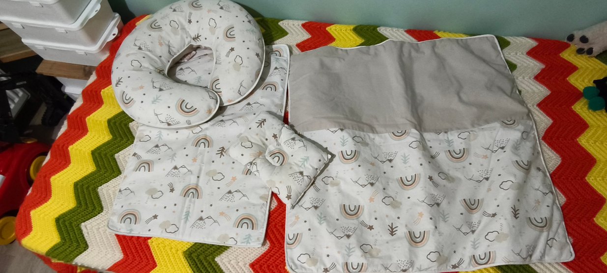 Bebek Uyku Seti, Baskılı Beyaz Kumaş - Görsel 3