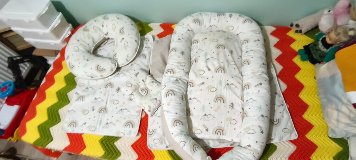 Bebek Uyku Seti, Baskılı Beyaz Kumaş - Görsel 4