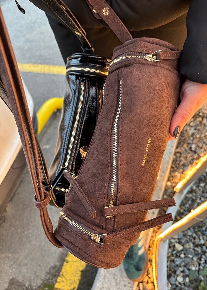 Manu Atelier Zipped Cylinder Süet - Görsel 4