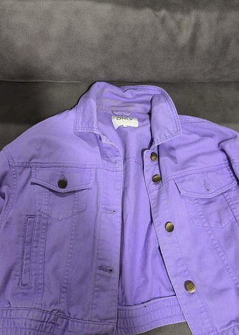 Mor Düğmeli Kadın Denim Ceket - Görsel 2