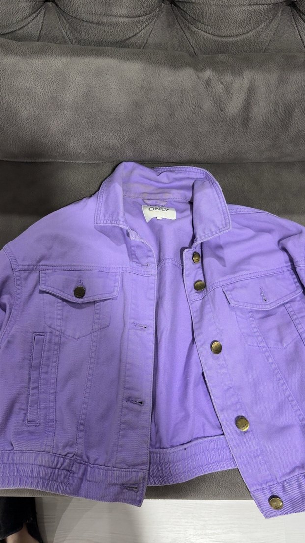 Mor Düğmeli Kadın Denim Ceket - Görsel 2