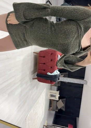 Haki Triko Elbise - Görsel 3