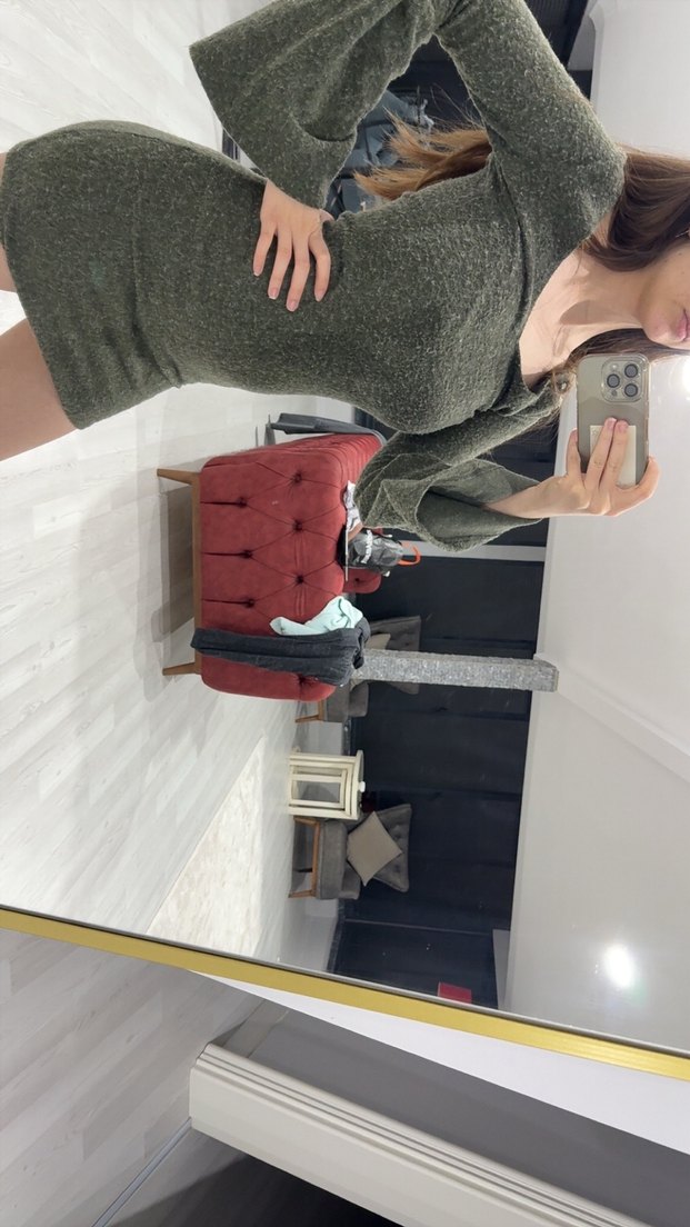 Haki  Triko Elbise - Görsel 2