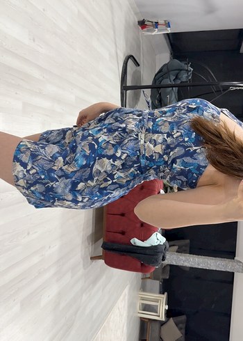 Kadın Mavi Halter Yaka Mini Tulum - Görsel 4