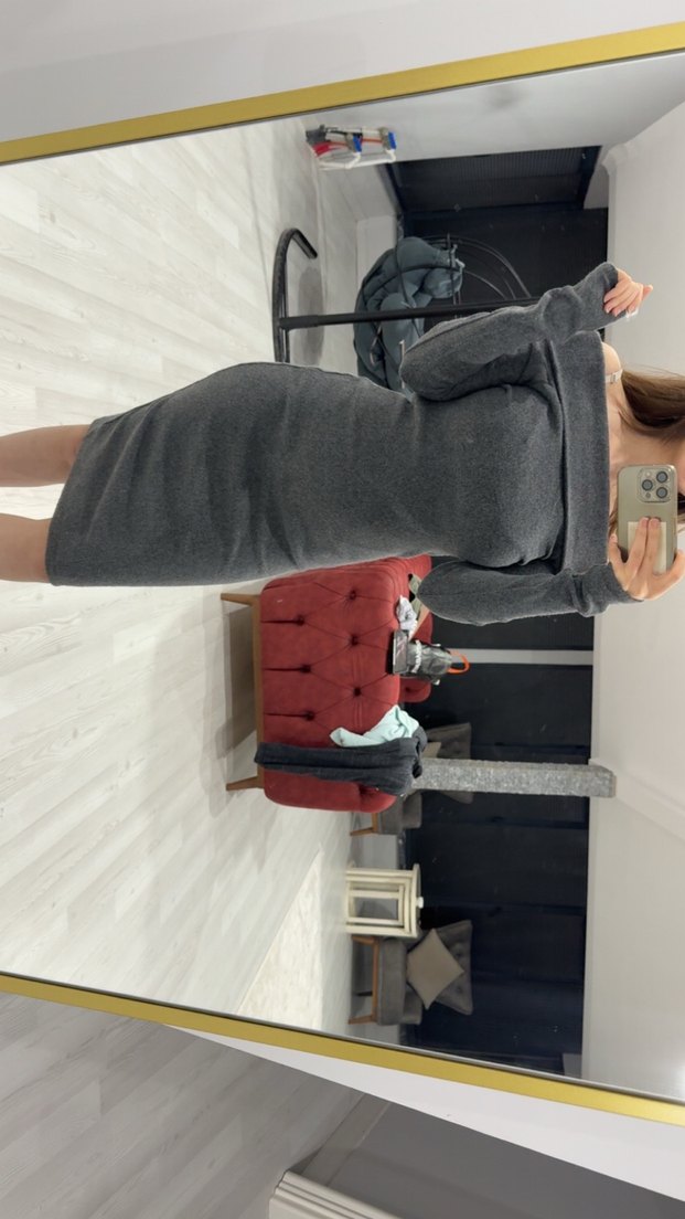 Gri Midi Elbise - Görsel 2