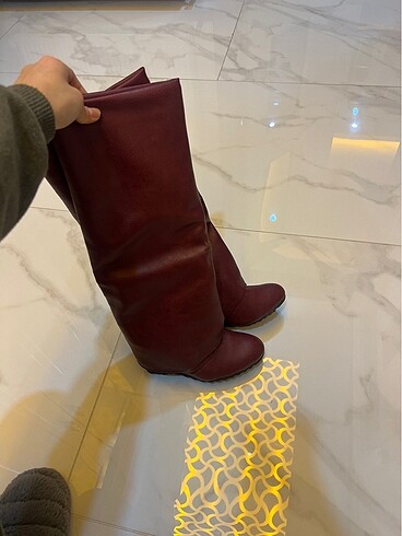 38 Beden bordo Renk Diz altı çizme
