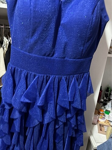 Işıltılı mavi elbise orta boy - Görsel 2