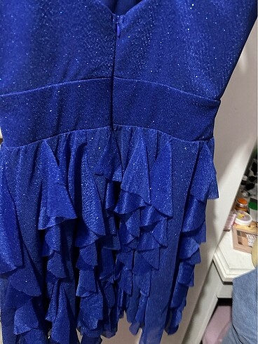 Işıltılı mavi elbise orta boy - Görsel 5