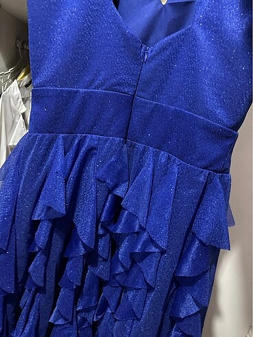 Işıltılı mavi elbise orta boy - Görsel 6