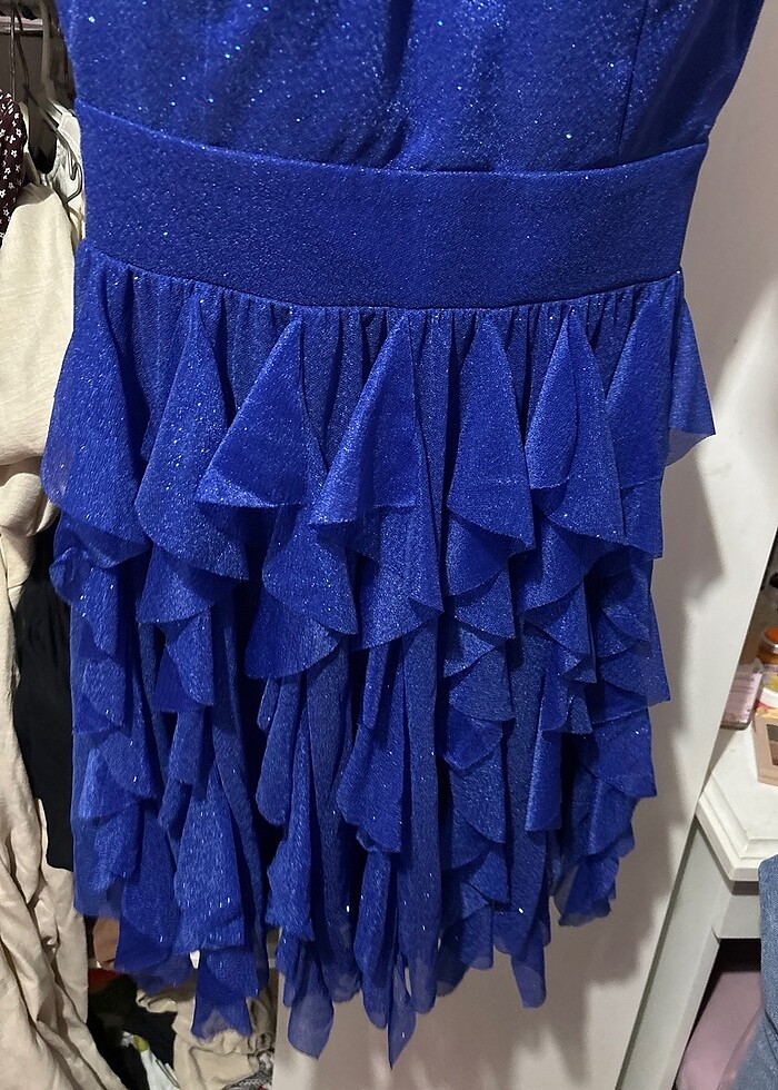 Işıltılı mavi elbise orta boy - Görsel 3