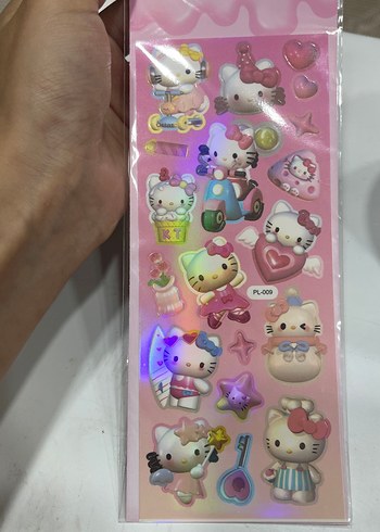Pembe Hello Kitty hologramlı sticker