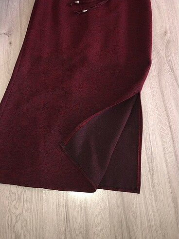 44 Beden yırtmaçlı bordo vintage etek