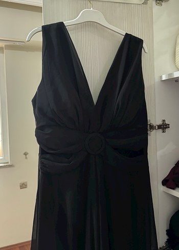 Siyah Drapeli V Yaka Uzun Kadın Tulum - Görsel 2