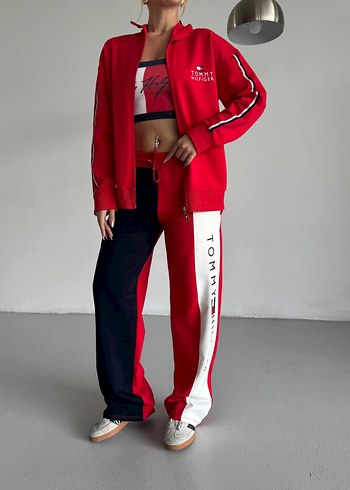 m Beden Tommy hilfiger Kırmızı Fermuarlı Kadın Eşofman Takımı