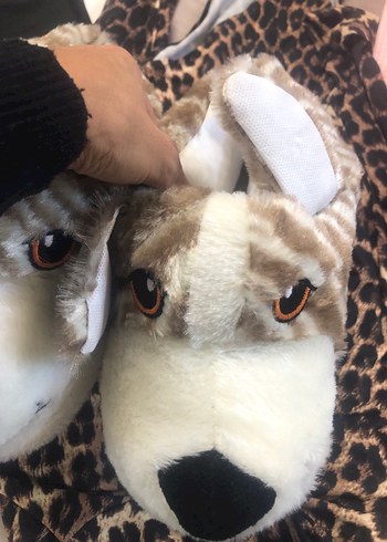 Diğer Panduf ev botu Kürk Detaylı Zebra Desenli Kadın Ev Terliği